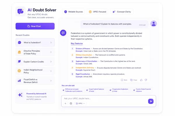 UPSC Doubt Solver - Instant 24/7 doubt solving with step-by-step explanations